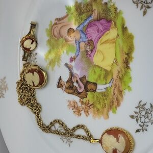 Vintage Limoges Fragonard Plate With Cameo Jewelry